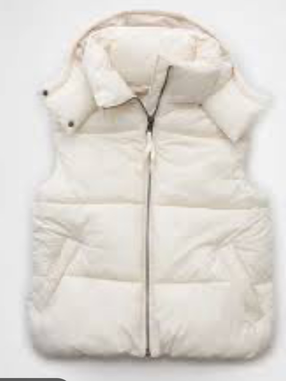American Eagle Outfitters Cream Puffer Vest white size medium